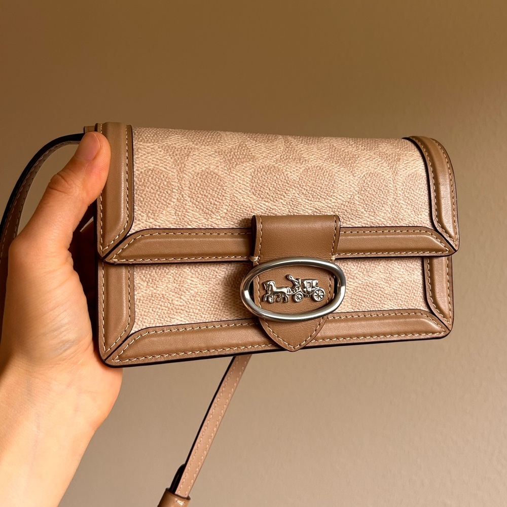Coach Riley Convertible Belt Bag in Colorblock Signature Canvas in the Sand Taup